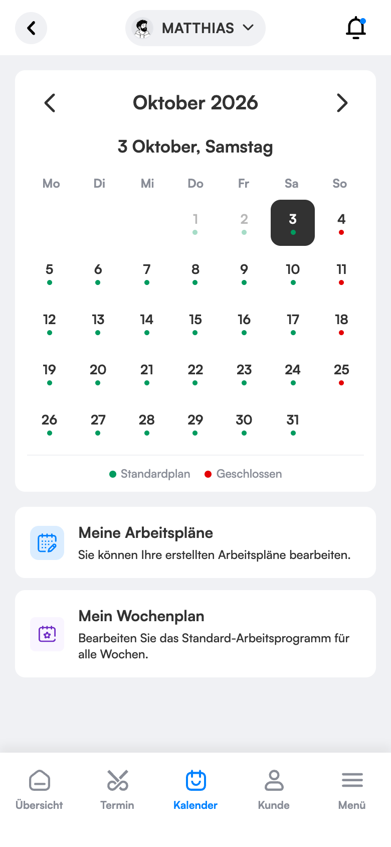 Pläne im Kalender zuweisen