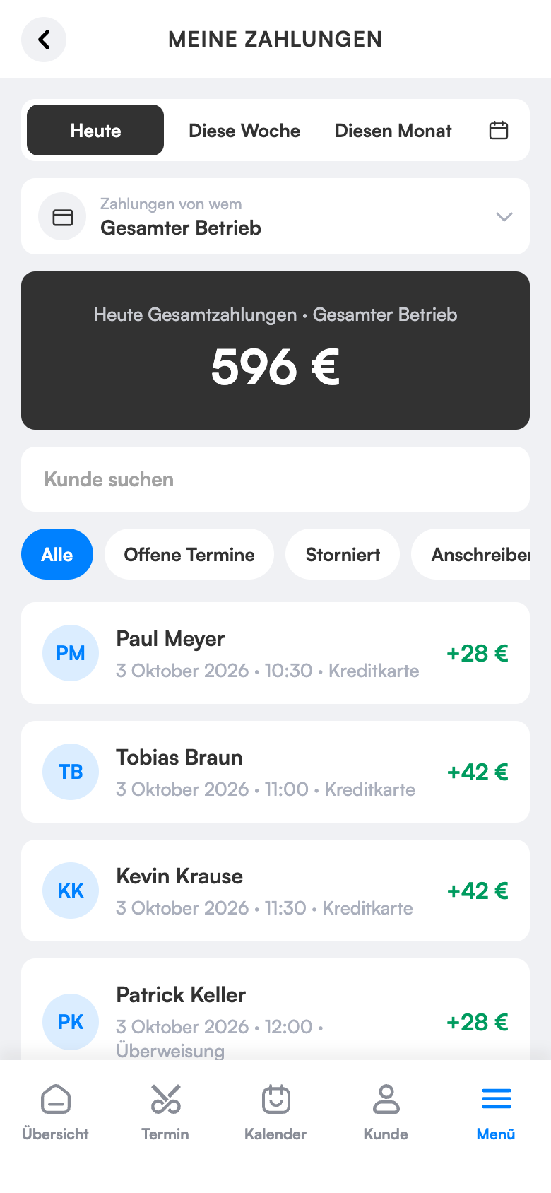Zahlungen und Kasse