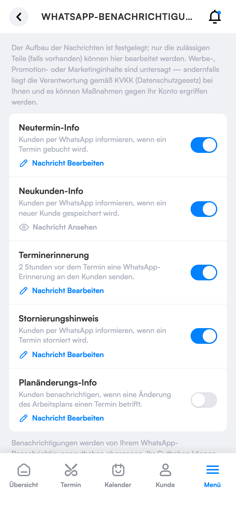 WhatsApp-Benachrichtigungseinstellungen