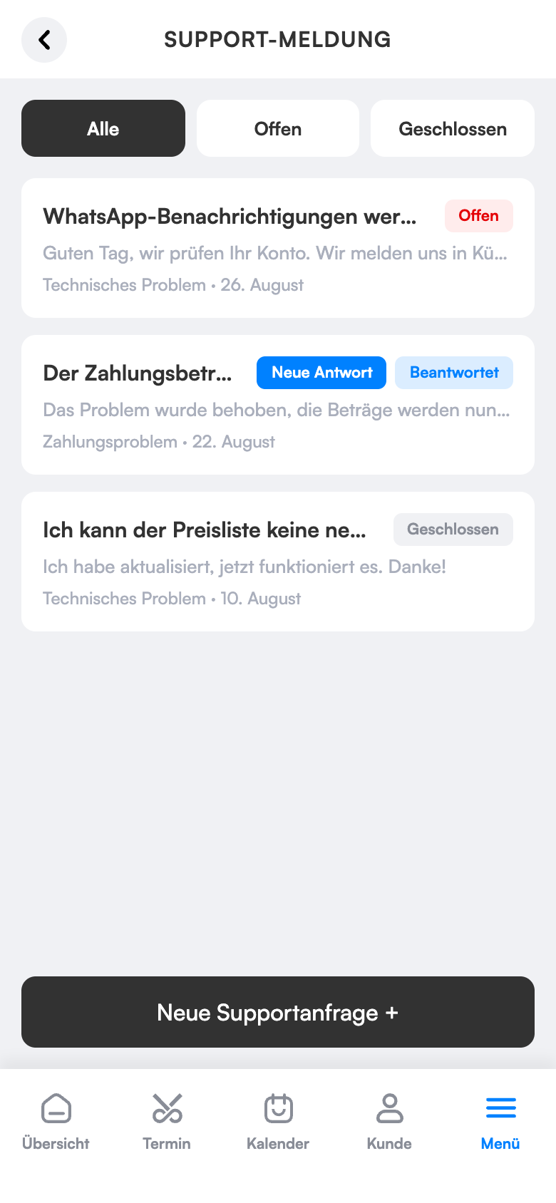 Supportanfragen
