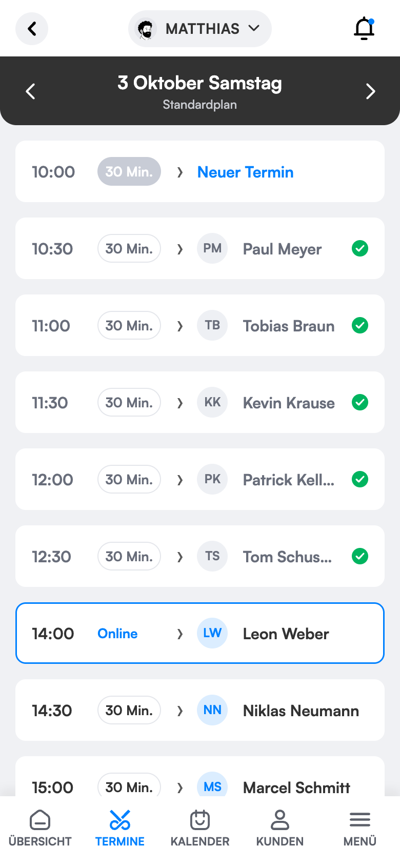 Web-Panel in der Handyansicht