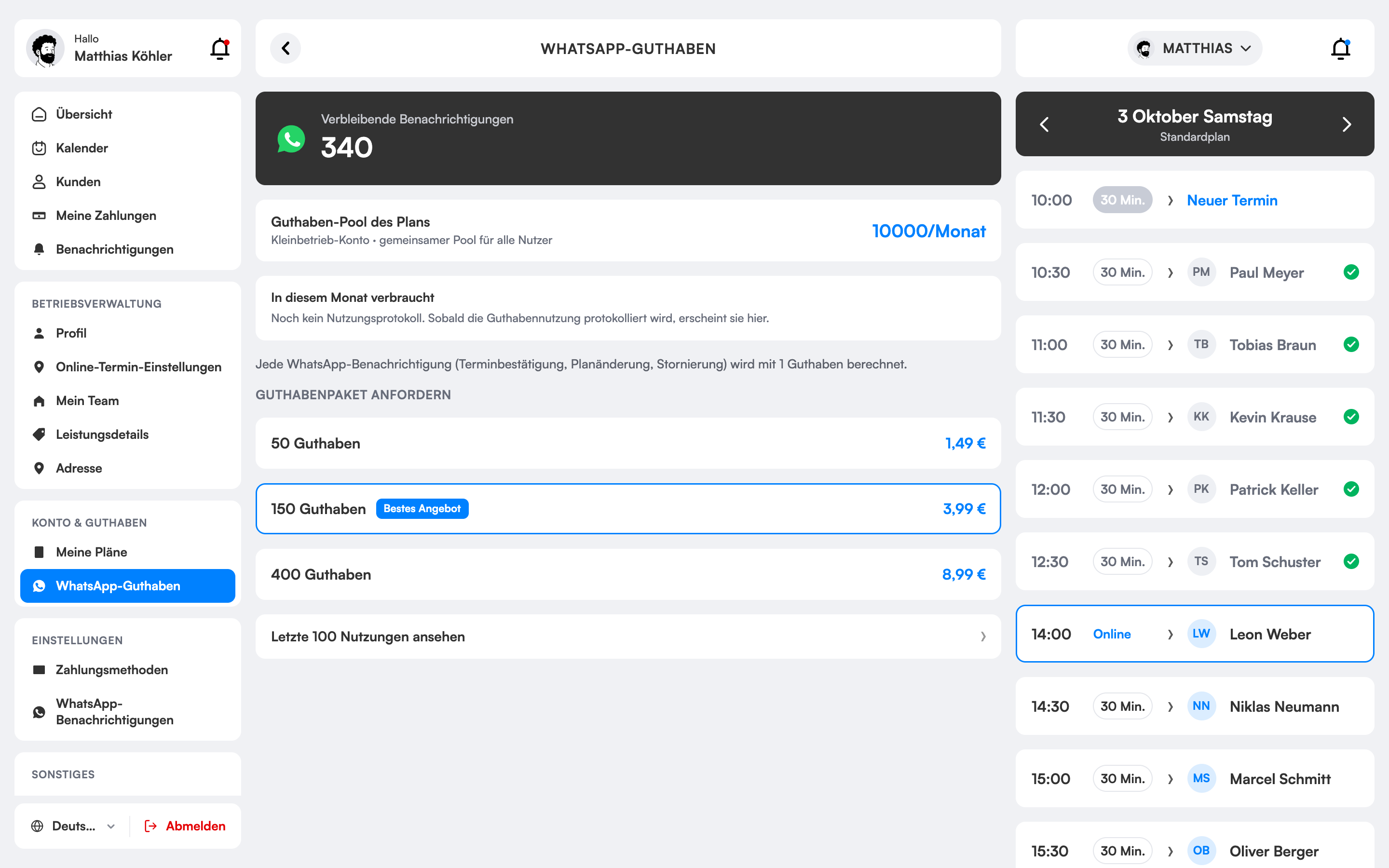 WhatsApp-Guthaben und Pakete