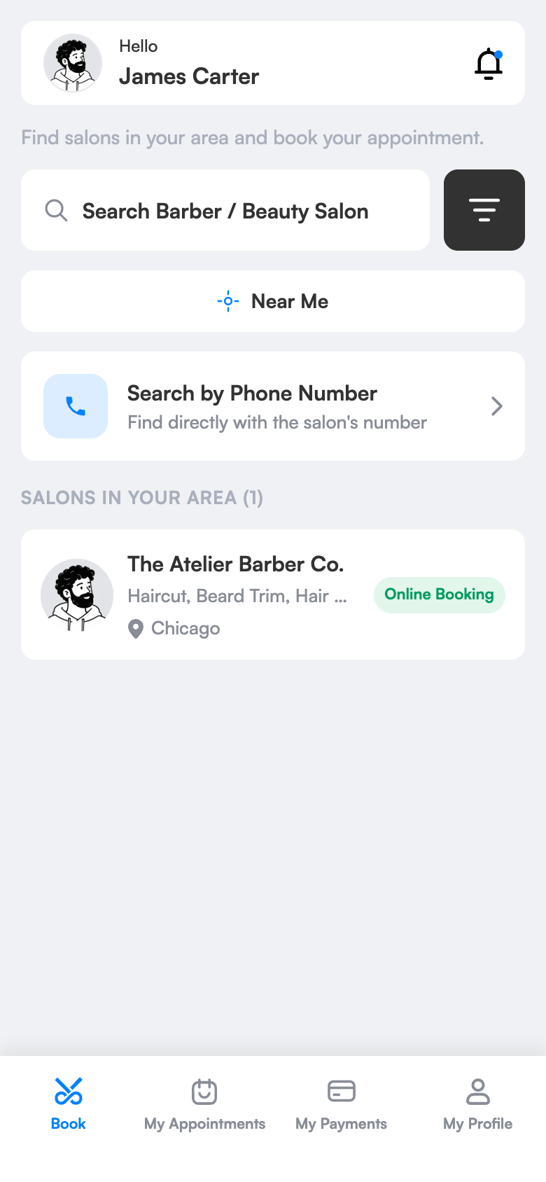 Customer app: salon search