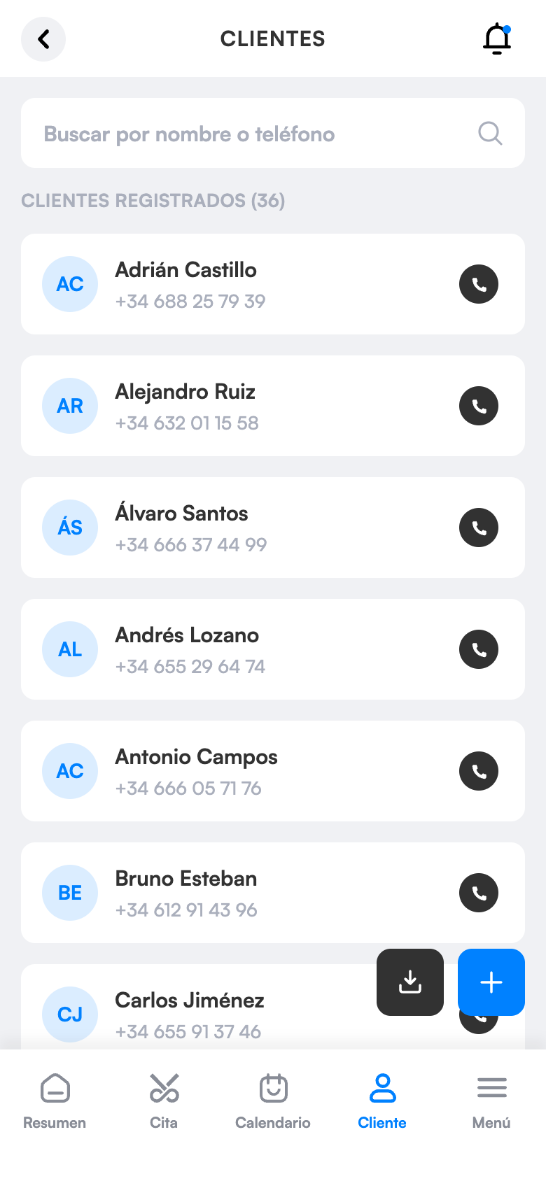 Lista de clientes