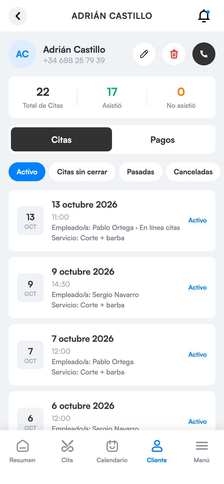 Gestión de clientes