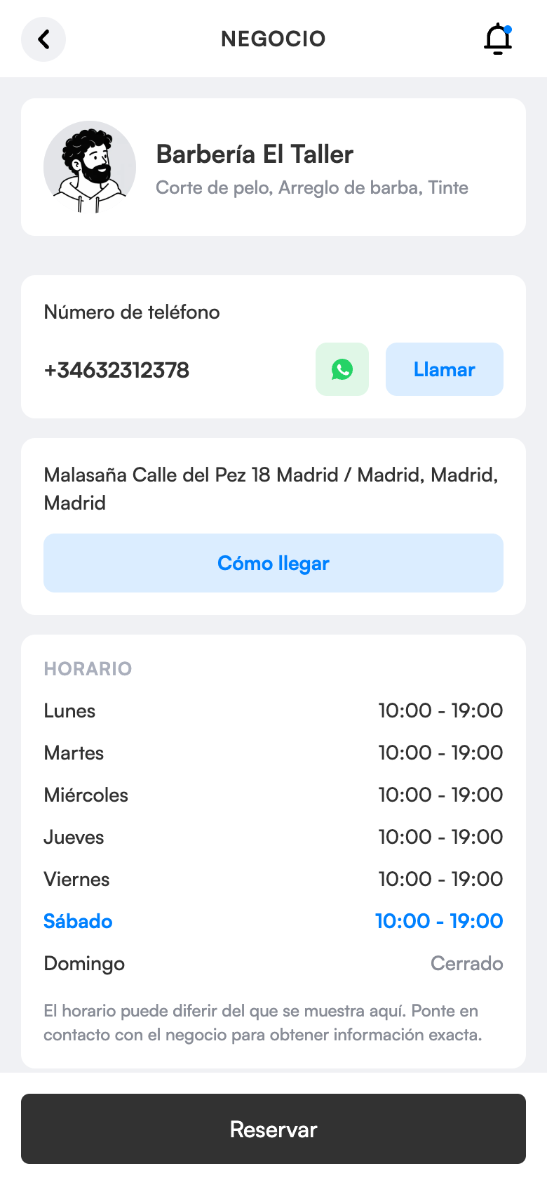 Reserva online
