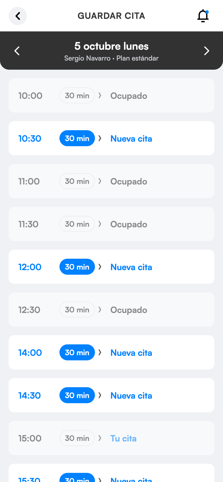 App de clientes: reservar online