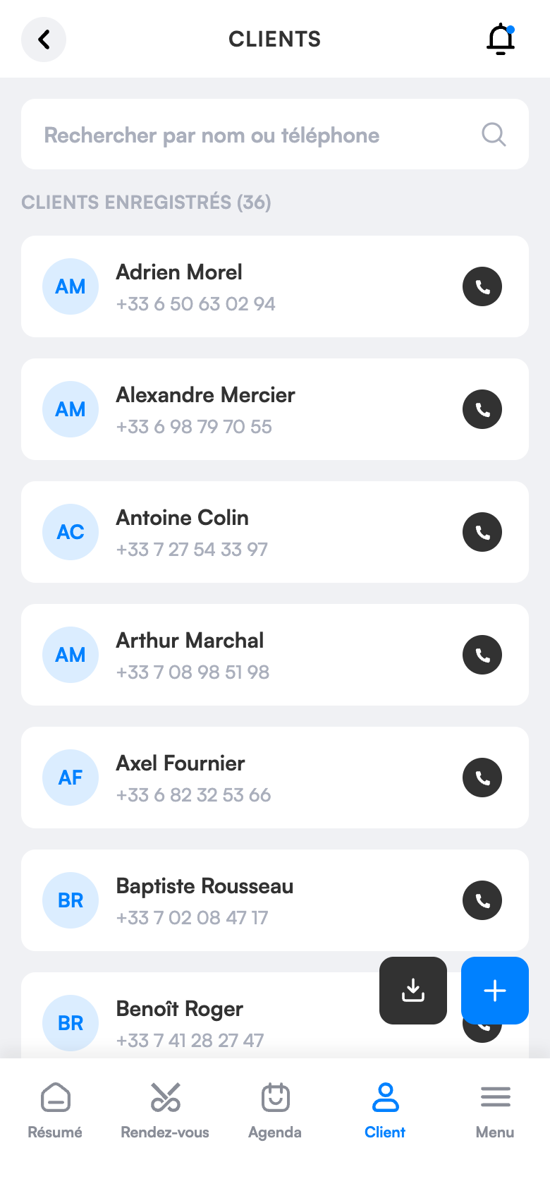 Liste des clients