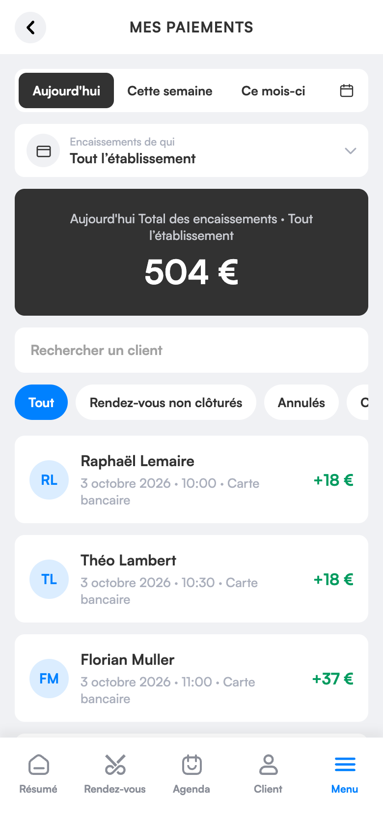 Encaissements et caisse