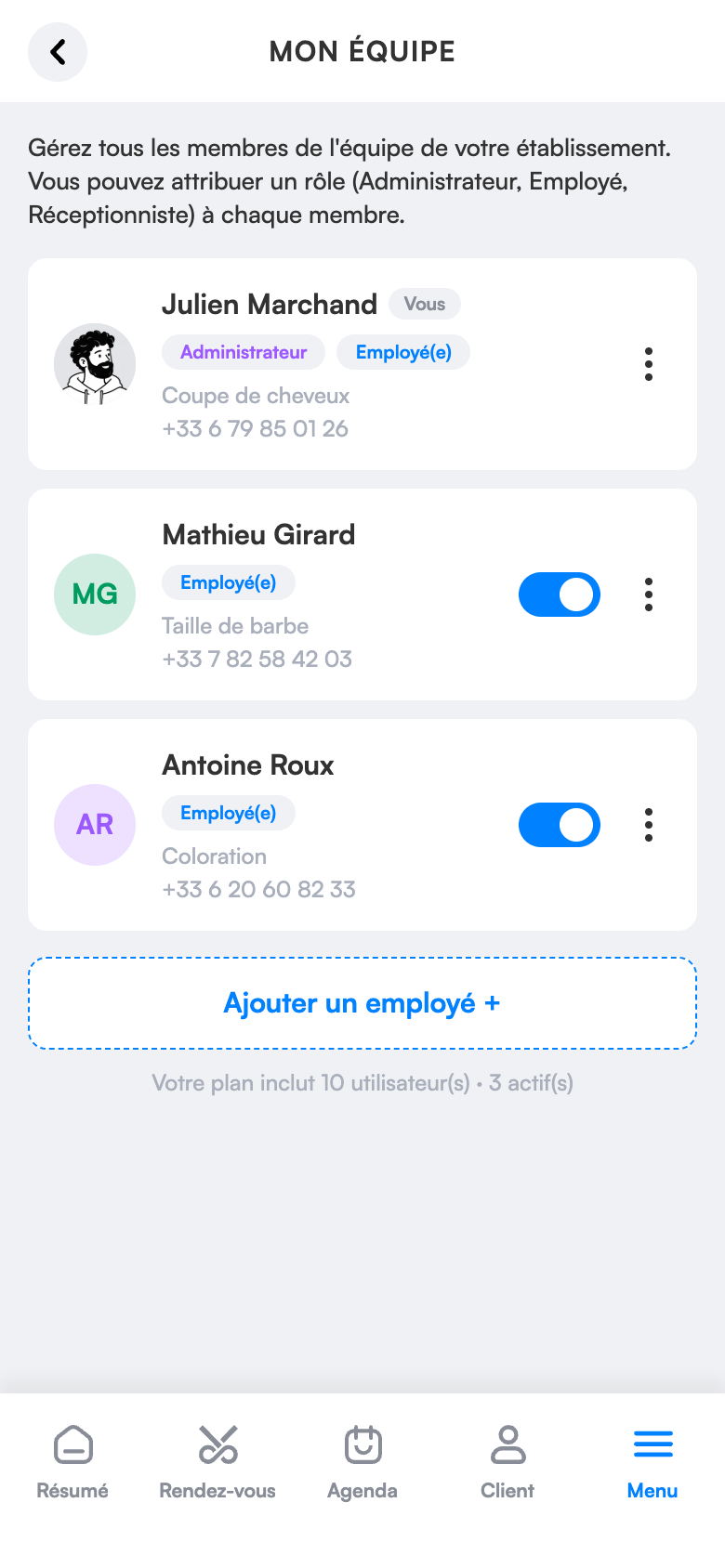 Équipe et rôles