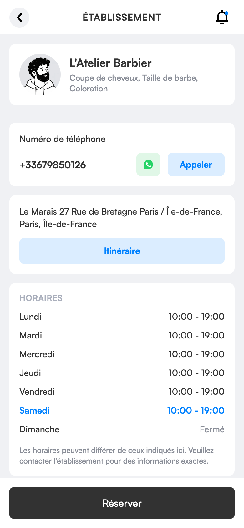 Réservation en ligne