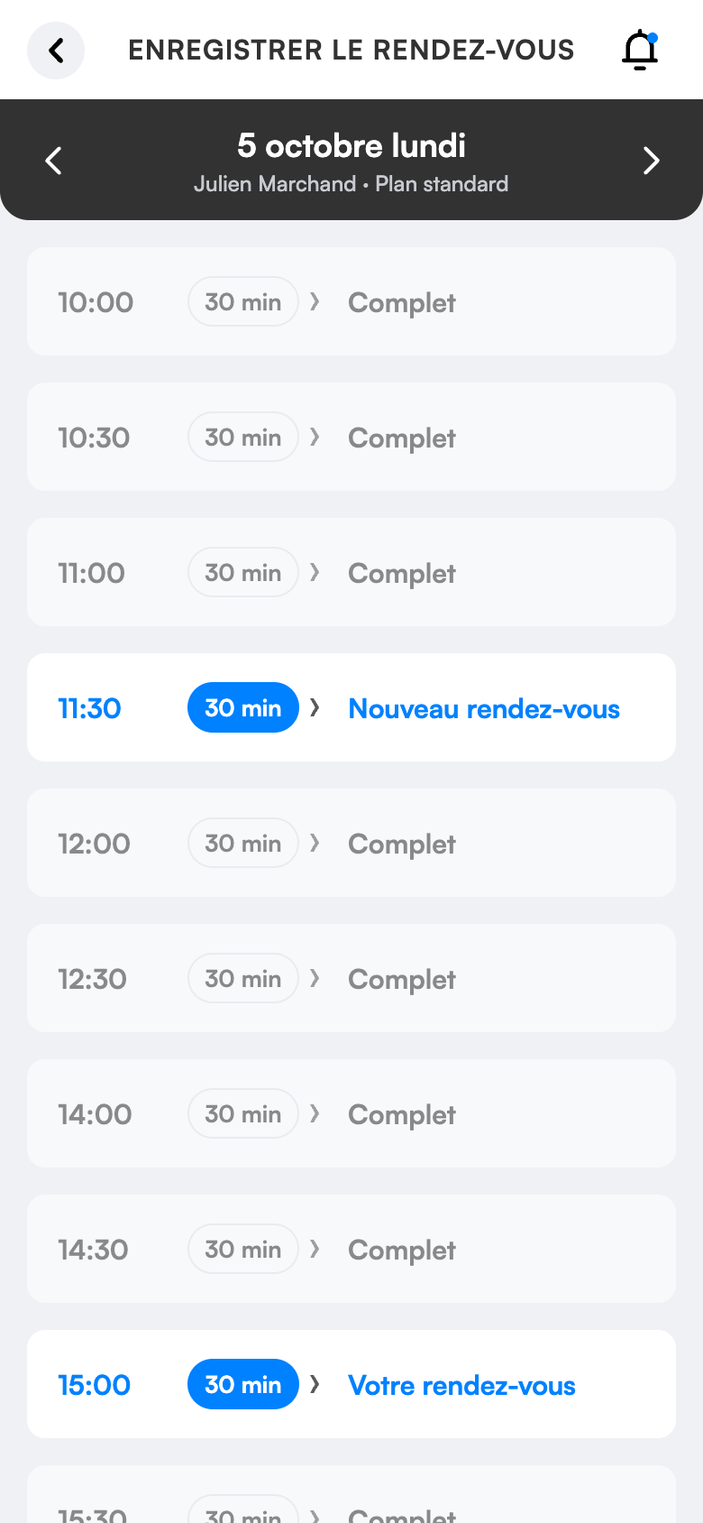 Application client : réservation en ligne