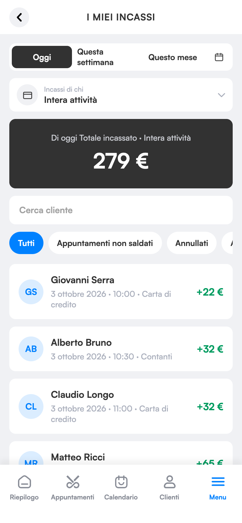 Incassi e cassa