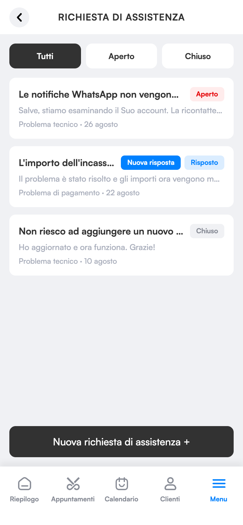 Richieste di assistenza