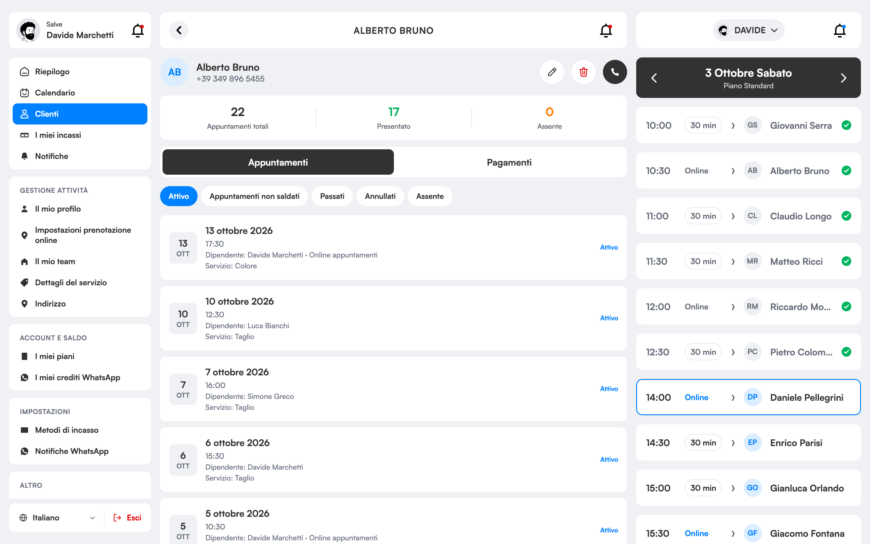 Storico e pagamenti del cliente