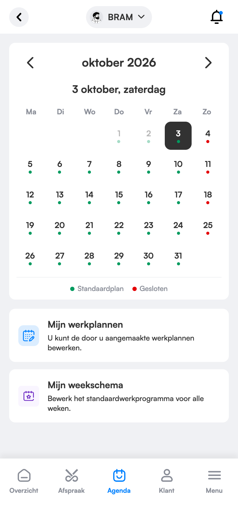 Plannen toewijzen in de agenda