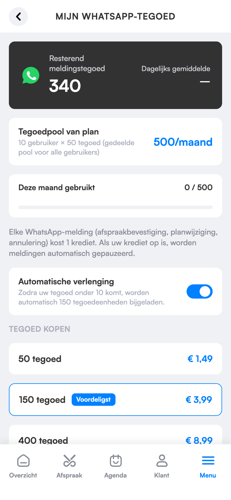 WhatsApp-tegoedscherm