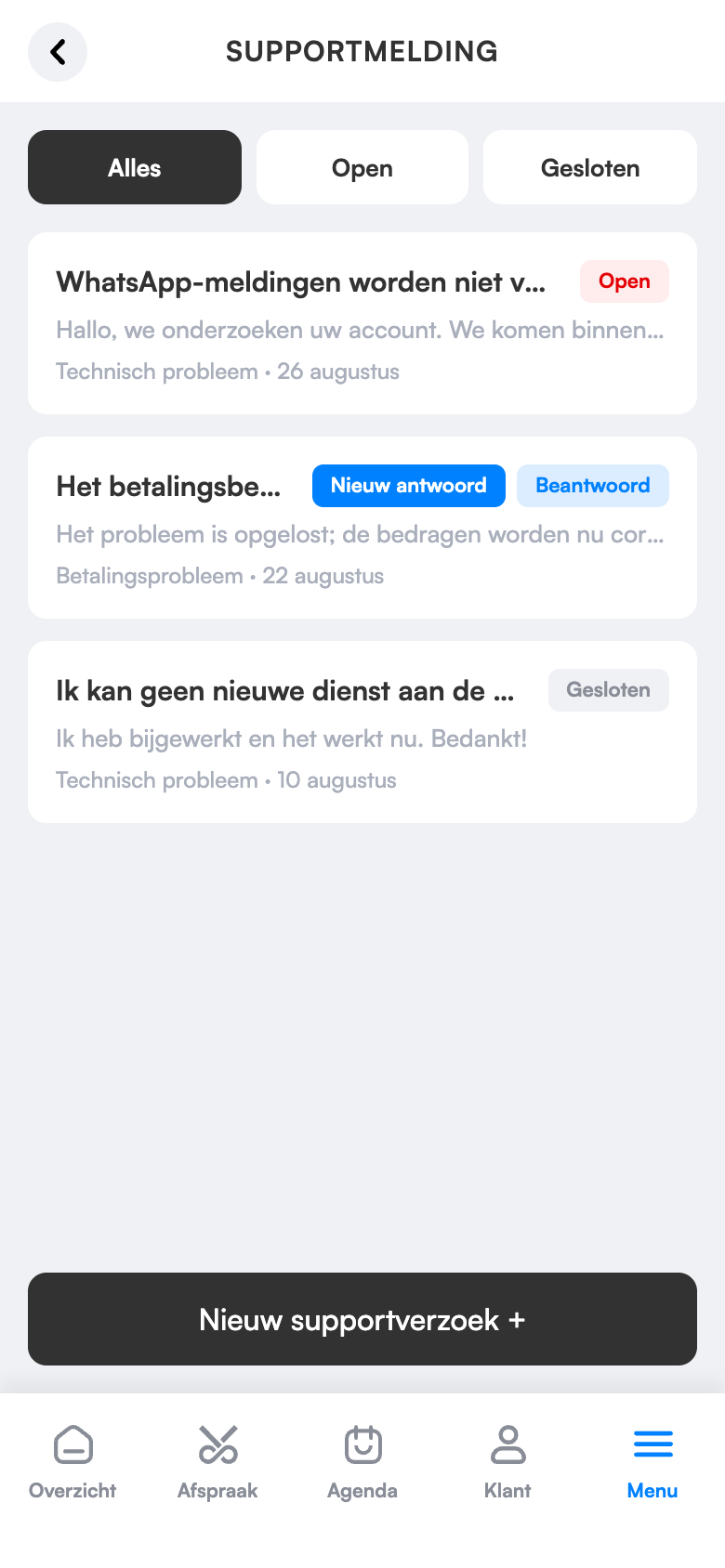 Supportverzoeken