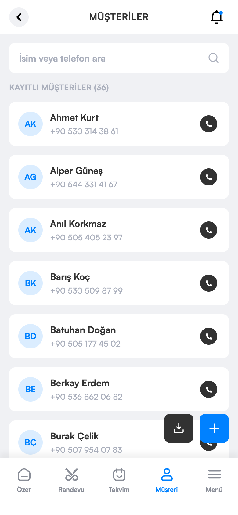 Müşteri listesi